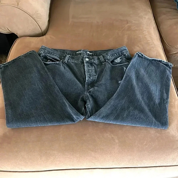 Old Navy High Rise Slouchy Straight Black denim Jeans - Picture 2 of 6